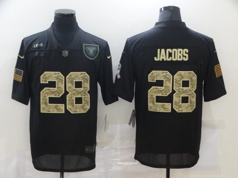 Men Okaland Raiders #28 Jacobs Black camo Lettering 2020 Nike NFL Jersey